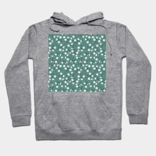 Small white daisies on dark green background Hoodie